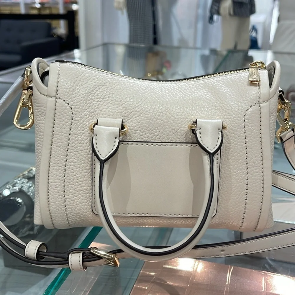 Michael Kors Carine Extra-Small Pebbled Leather Satchel Crossbody 
Light Cream - Picture 9 of 16